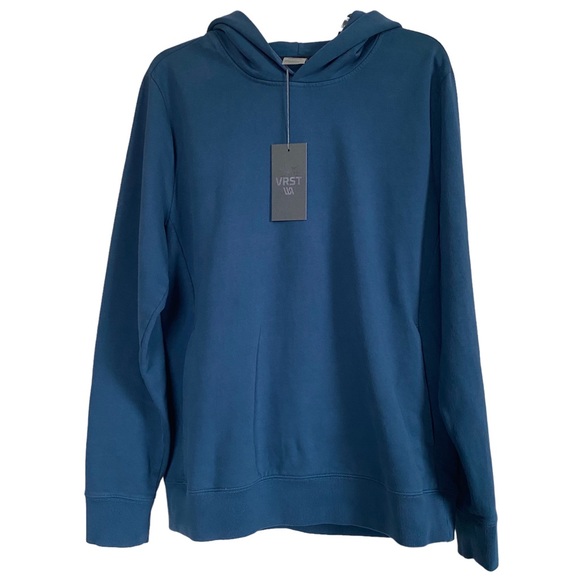 VRST Men’s Washed Terry Hoodie Jeweled Teal long sleeves front pocket NWT - Picture 3 of 12